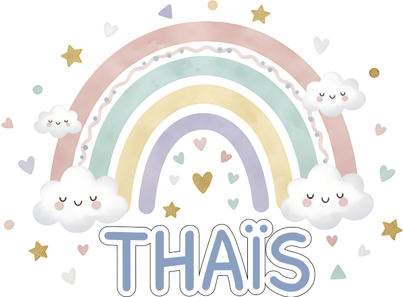 Tapete vinílico infantis arco-íris com nome - TenStickers