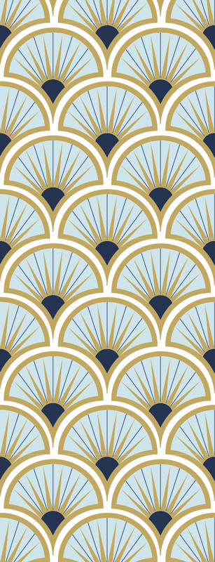 Tapete vinílico casa de banho em tons azuis art déco - TenStickers