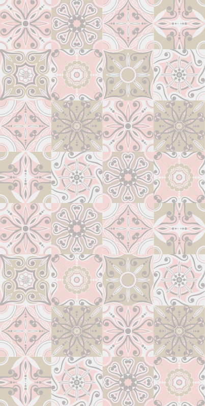 Tapete vinílico casa de banho azulejo rosa e cinza - TenStickers