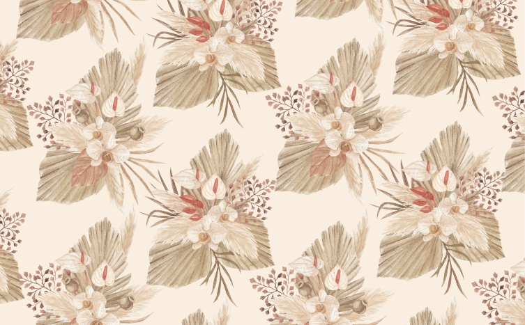 Tapete vinílico casa de banho flor seca com capim - TenStickers