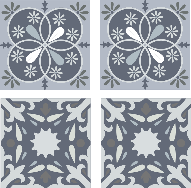 Tapete vinílico casa de banho adesivo floral azul - TenStickers