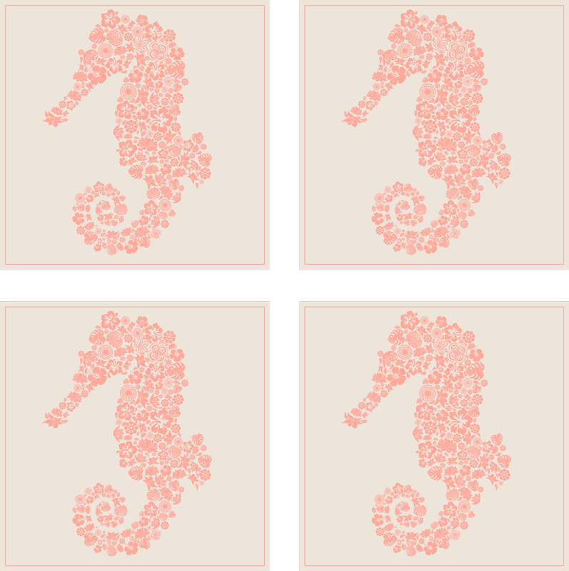 Tapete vinílico casa de banho cavalo marinho floral - TenStickers