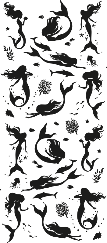 Tapete vinílico casa de banho sereias - TenStickers