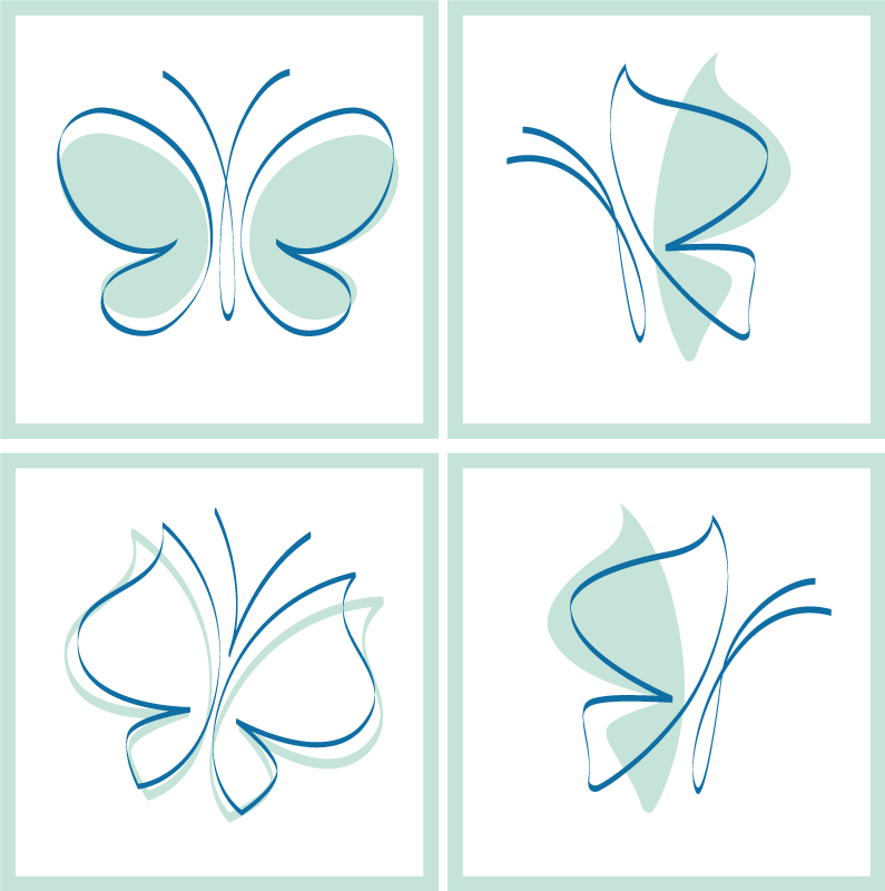 Tapete vinílico casa de banho borboletas em azulejo - TenStickers