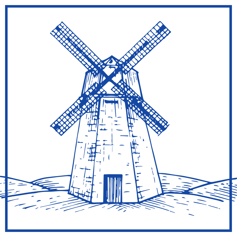 Tapete vinílico cozinha moinho azul de delft - TenStickers