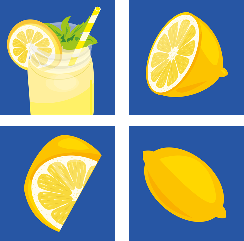 Tapete vinílico cozinha azulejos de suco de limão - TenStickers