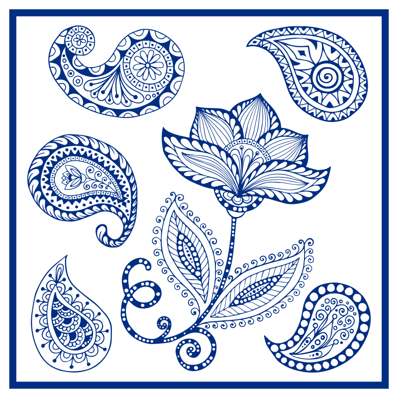 Tapete vinílico cozinha paisley e flores - TenStickers