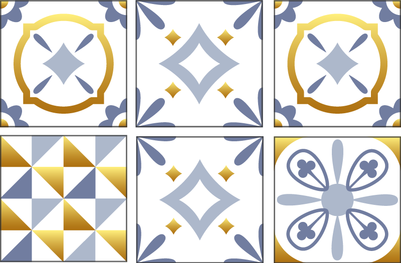 Tapete vinílico cozinha frisos com efeito dourado - TenStickers