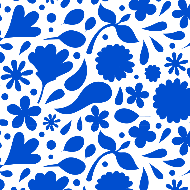Tapete vinílico cozinha flores diversas em azul delft - TenStickers