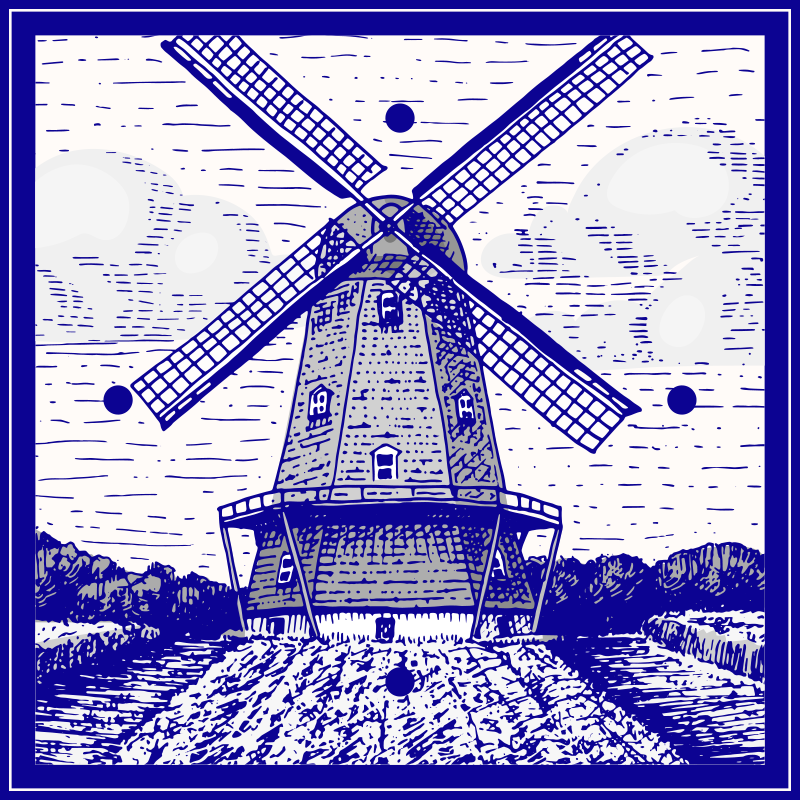 Tapete vinílico cozinha azul de delft - TenStickers
