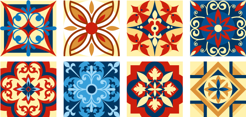 Tapete vinílico cozinha azulejos cimentícios crifitio - TenStickers