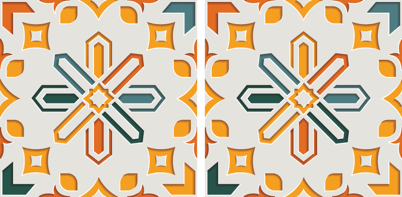 Tapete vinílico cozinha azulejos de cimento encaustico - TenStickers