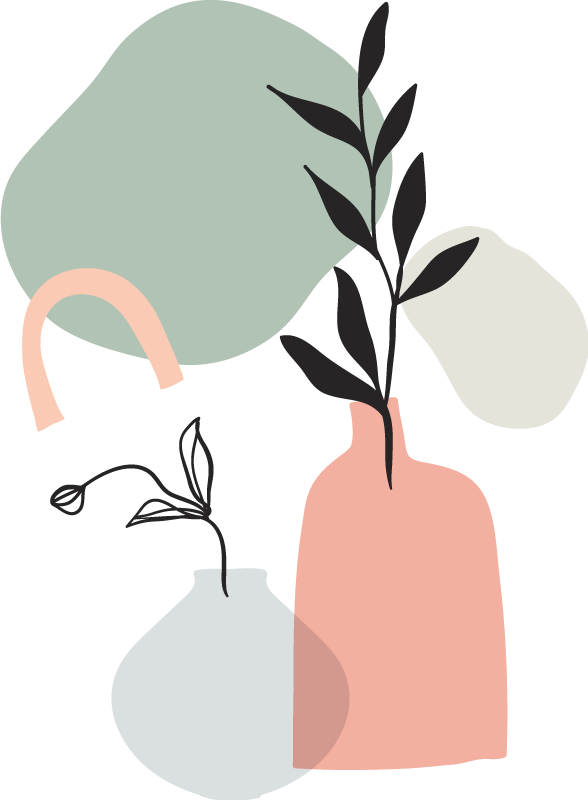 Tapete vinílico cozinha folhas coloridas minimalistas - TenStickers
