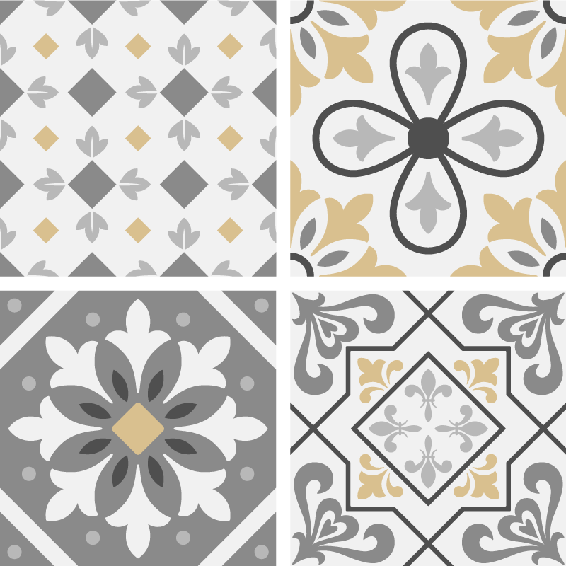 Tapete vinílico cozinha azulejos cimentícios amiaz - TenStickers