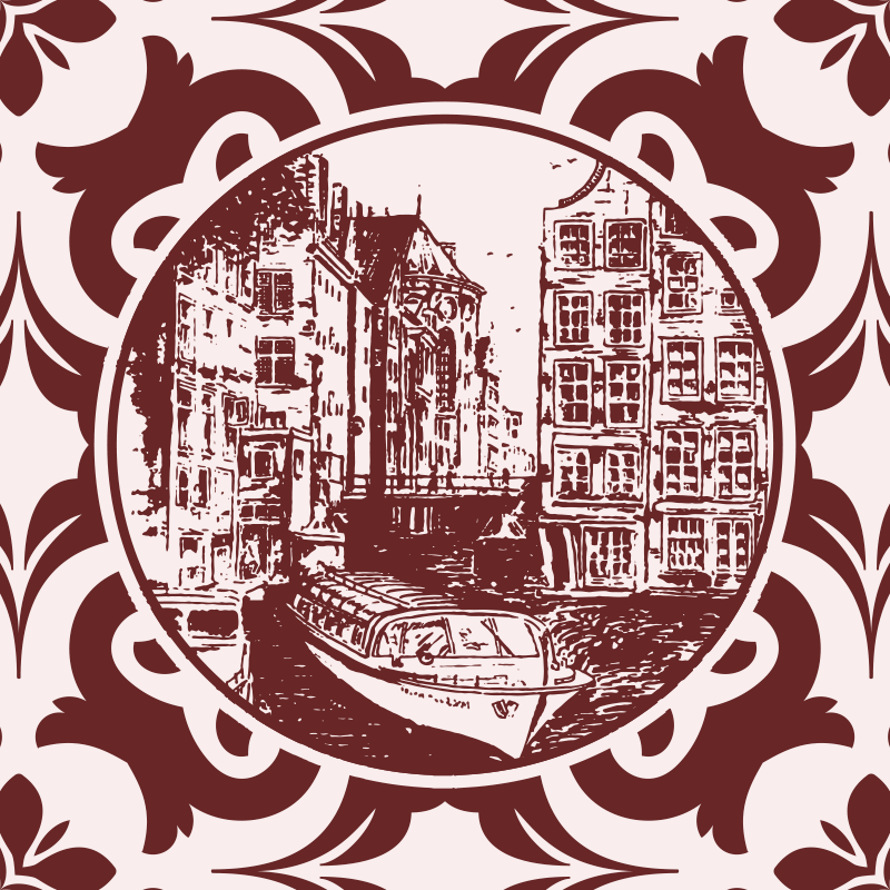 Tapete vinílico cozinha casas de canal e barco - TenStickers