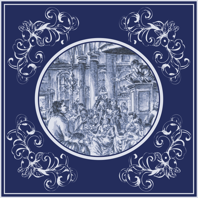 Tapete vinílico cozinha pessoas de delft em azul - TenStickers
