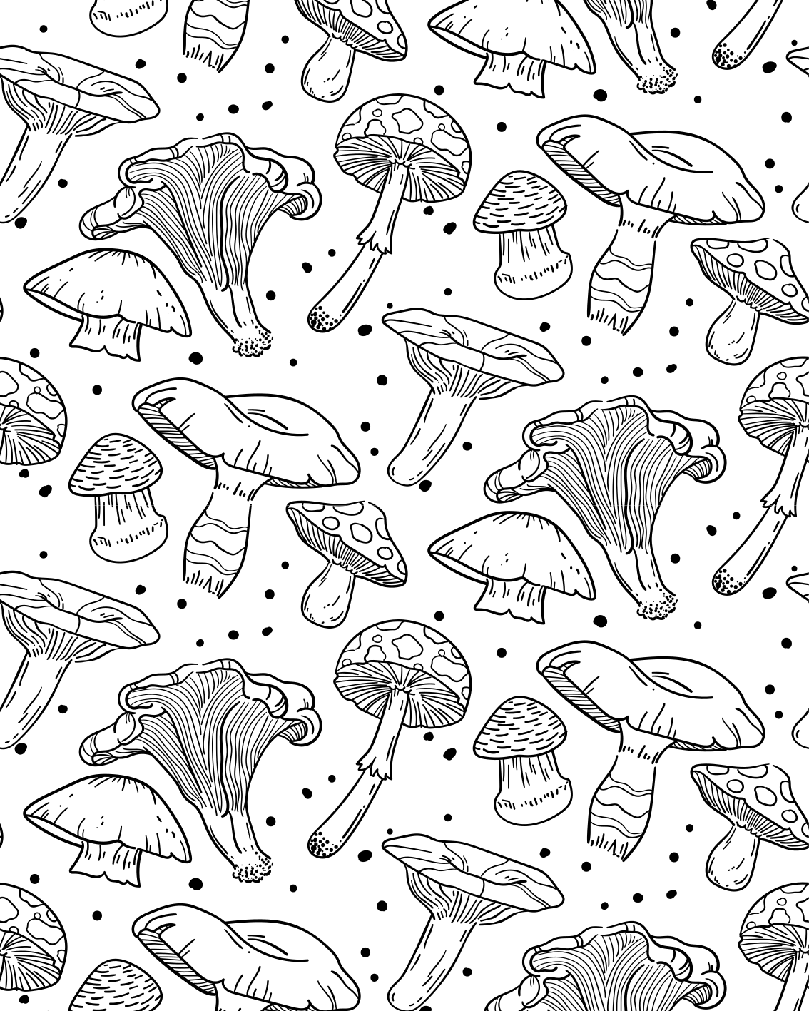 Tapete vinílico cozinha padrão de cogumelos monocoloridos - TenStickers