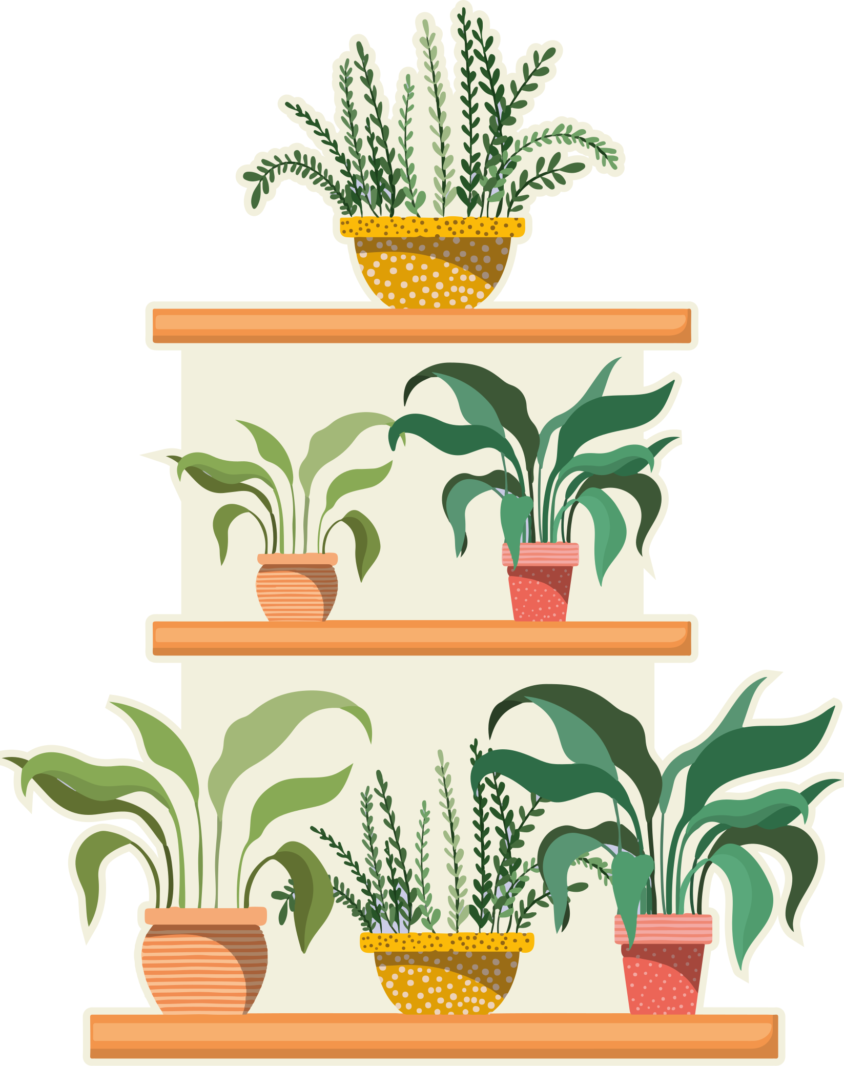 Tapete vinílico cozinha prateleira de plantas aquareladas - TenStickers