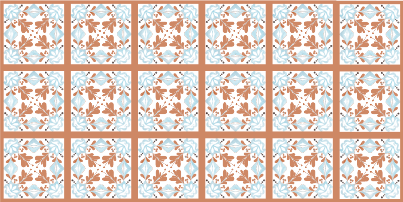 Tapete vinílico cozinha azulejos florais mediterrâneos - TenStickers