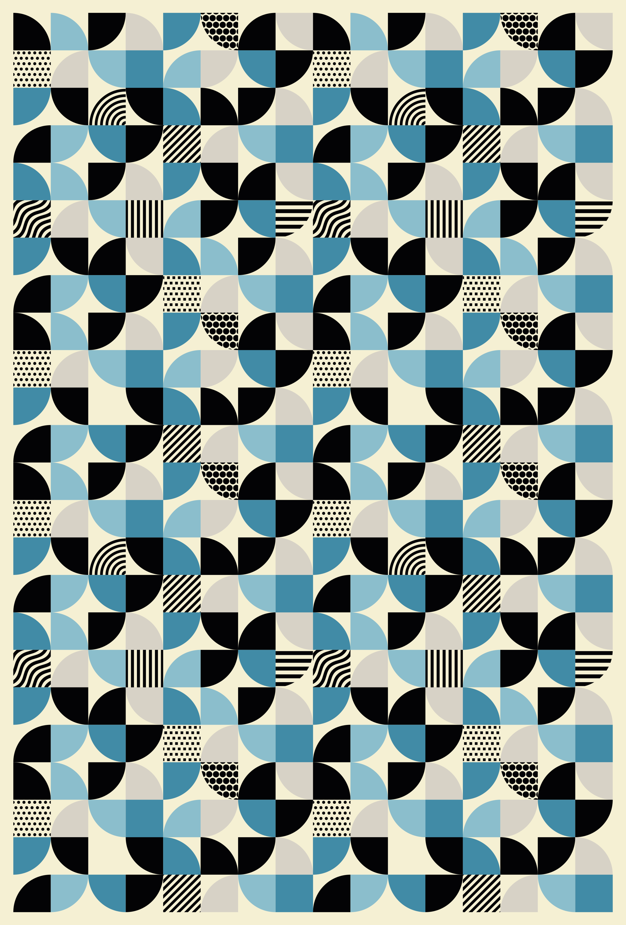 Tapete vinílico cozinha padrão bauhaus azul retrô - TenStickers