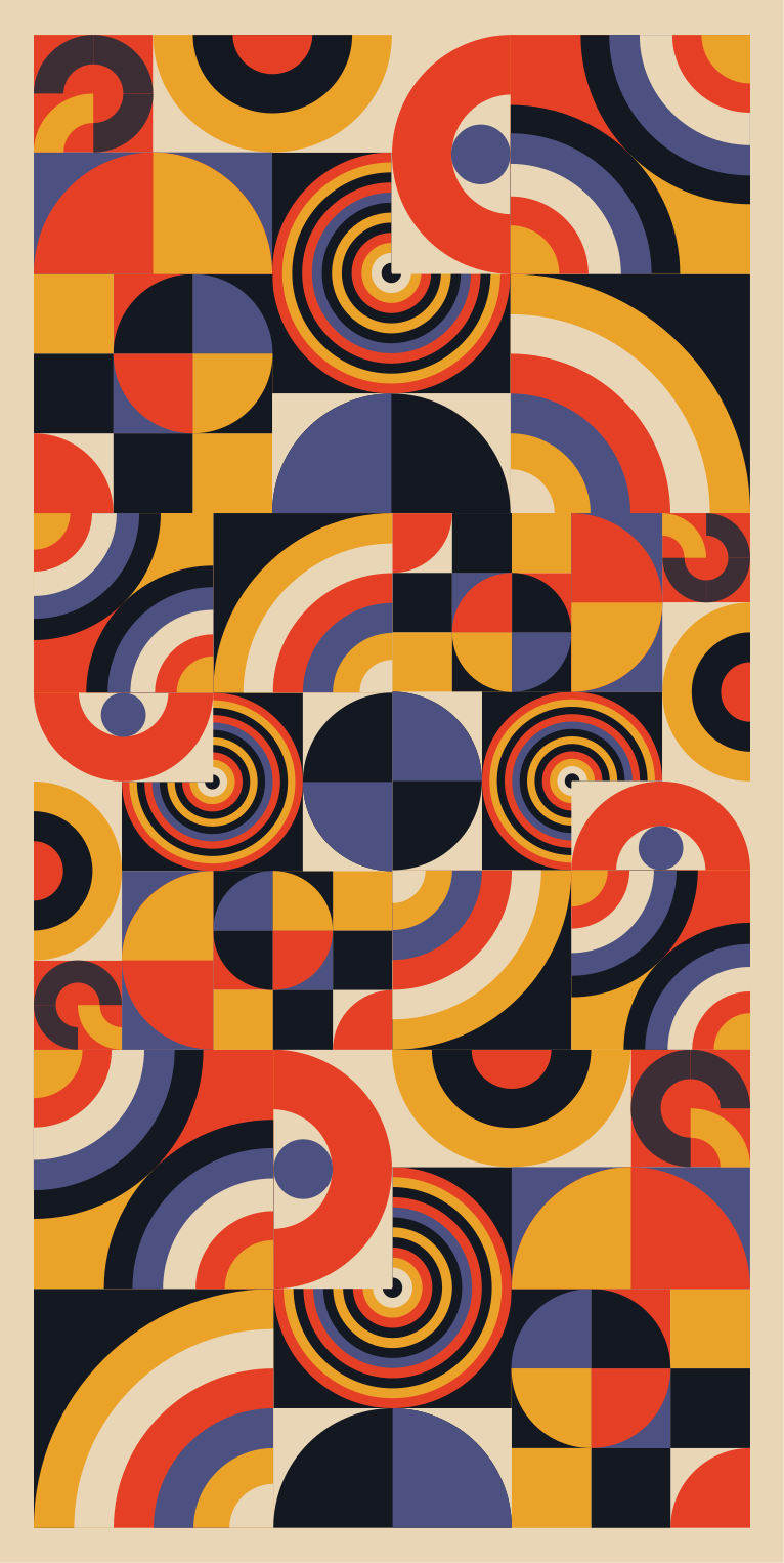 Tapete vinílico cozinha círculos bauhaus coloridos - TenStickers
