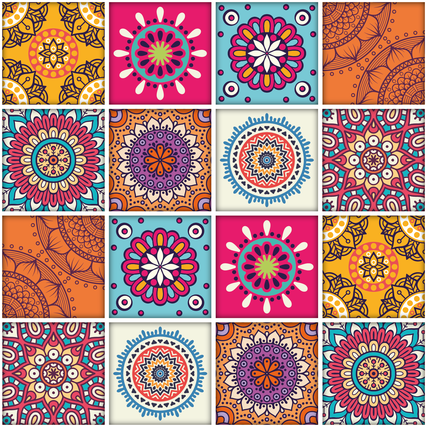 Tapete vinílico cozinha azulejos mandala - TenStickers