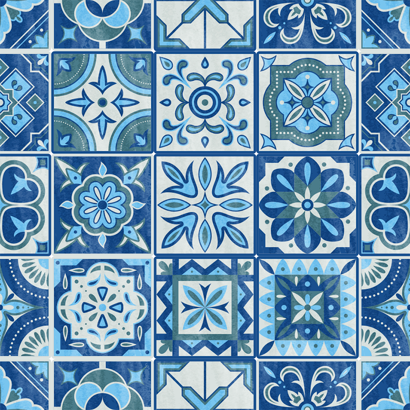 Tapete vinílico cozinha adesivo azulejos talavera - TenStickers