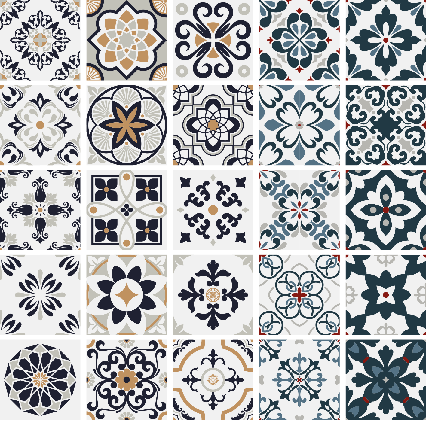 Tapete vinílico cozinha adesivos de azulejos vintage - TenStickers