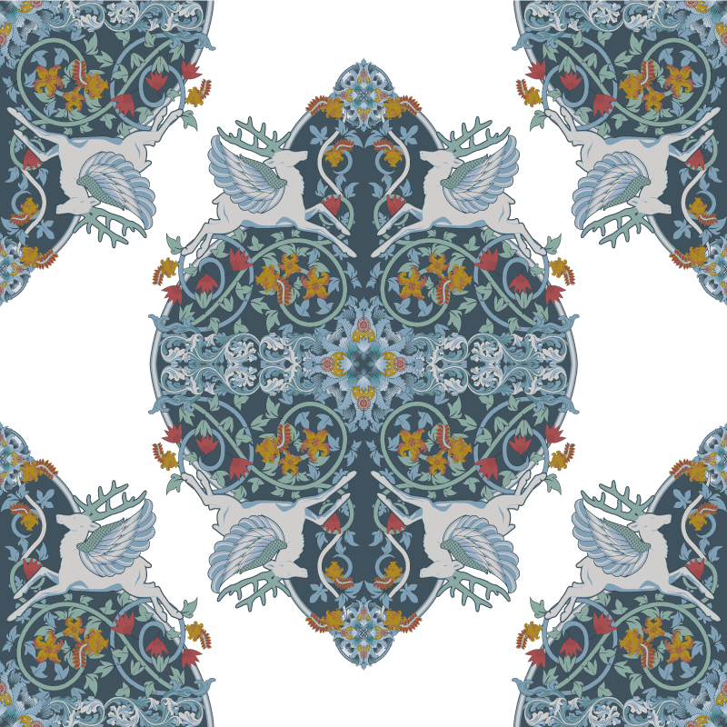 Tapete vinílico cozinha azulejo floral vintage - TenStickers