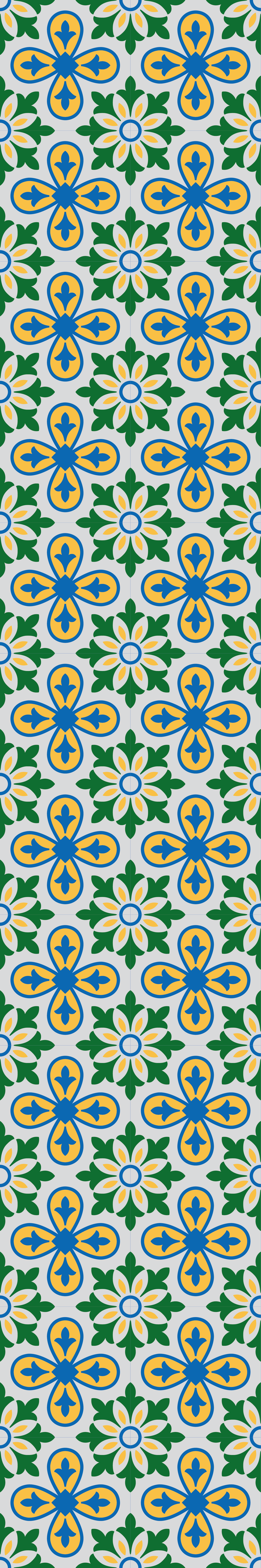 Tapete vinílico cozinha azulejo português amarelo e azul - TenStickers