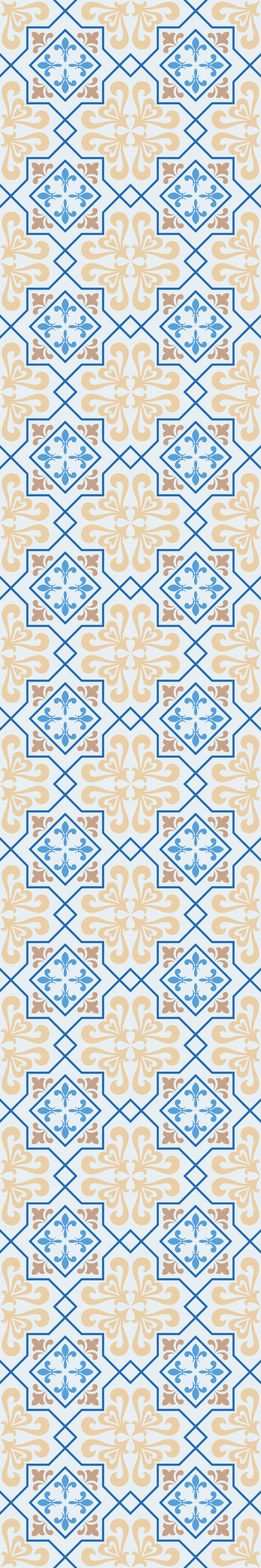 Tapete vinílico cozinha padrão azulejo linhas azuis - TenStickers