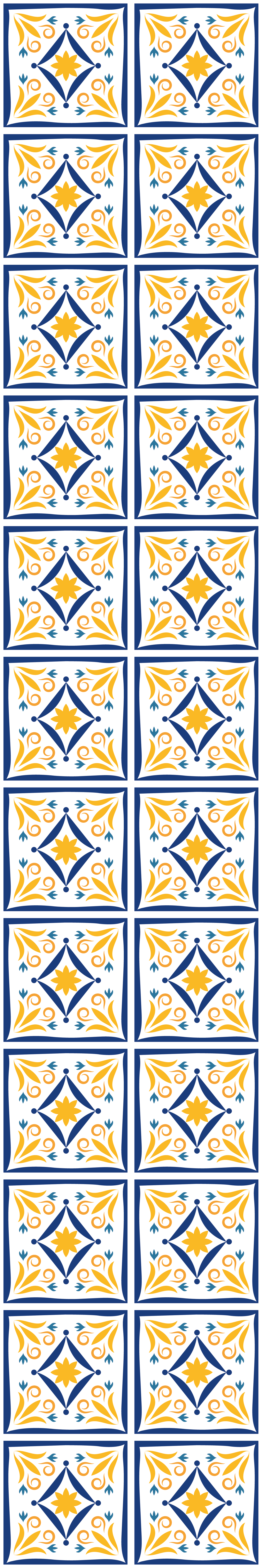 Tapete vinílico cozinha azulejo português azul e amarelo - TenStickers