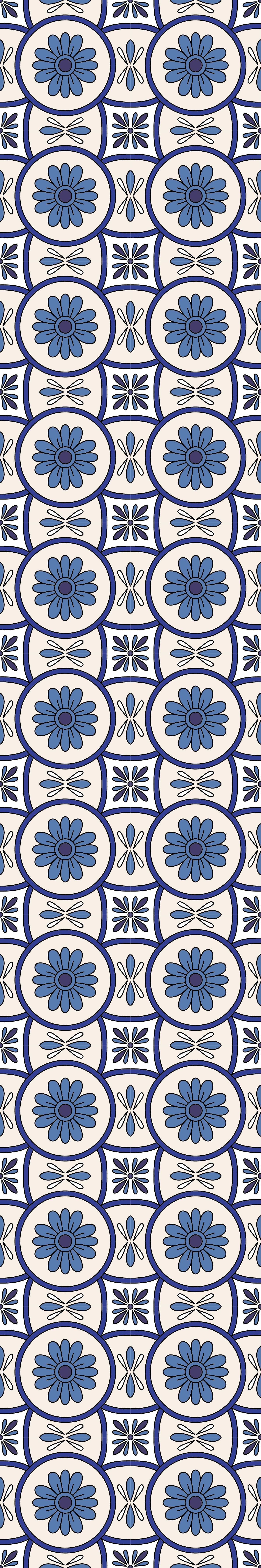 Tapete vinílico cozinha azulejo português flor azul - TenStickers