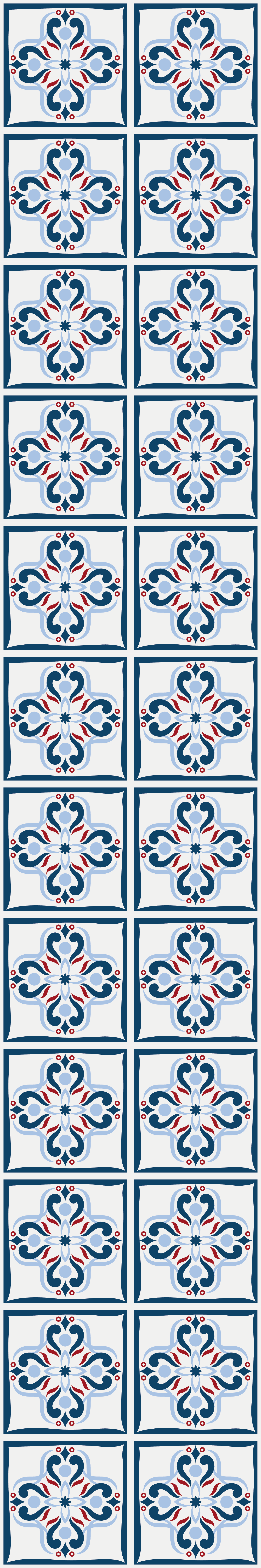 Tapete vinílico cozinha azulejo português azul e vermelho - TenStickers