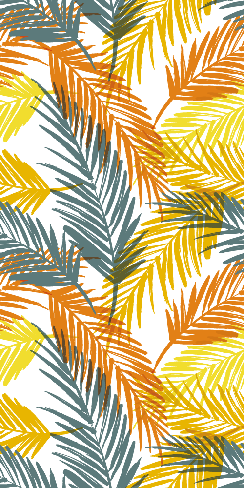 Tapete vinílico cozinha padrão tropical de folhas desenhadas - TenStickers