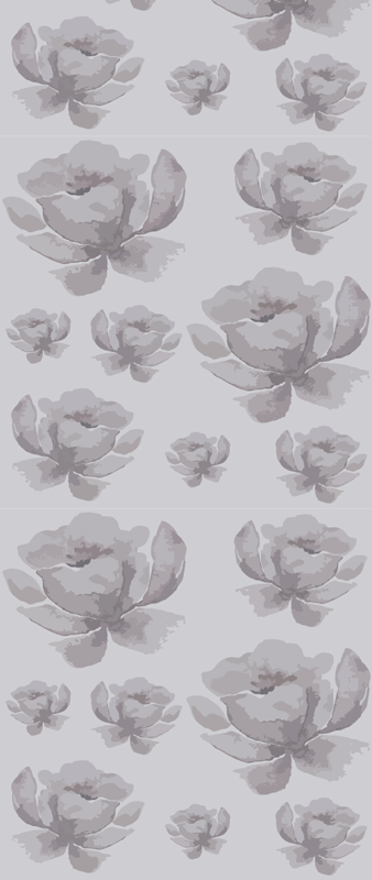 Tapete vinílico quarto padrão floral cinza dos anos 80 - TenStickers