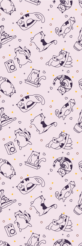Tapete vinílico quarto padrão banda de gatos - TenStickers