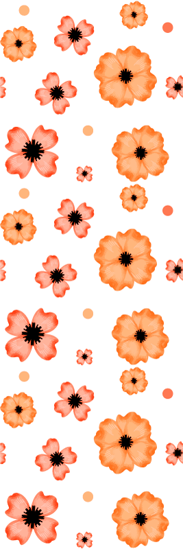 Tapete vinílico quarto padrão aquarela laranja e rosa - TenStickers