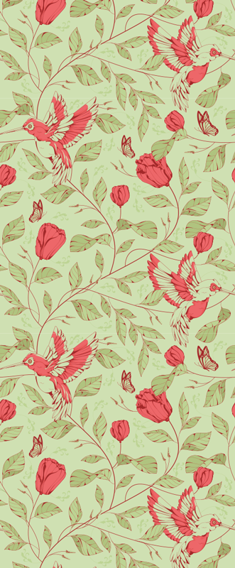Tapete vinílico quarto padrão de tulipas vermelhas - TenStickers