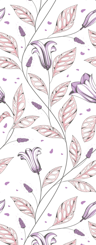 Tapete vinílico quarto padrão de tulipas roxas elegantes - TenStickers