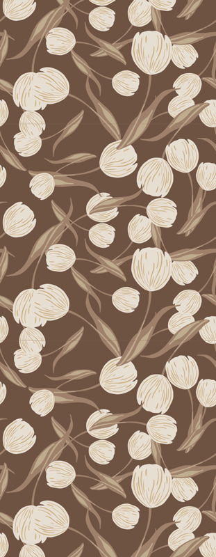 Tapete vinílico quarto padrão elegante de tulipas bege - TenStickers