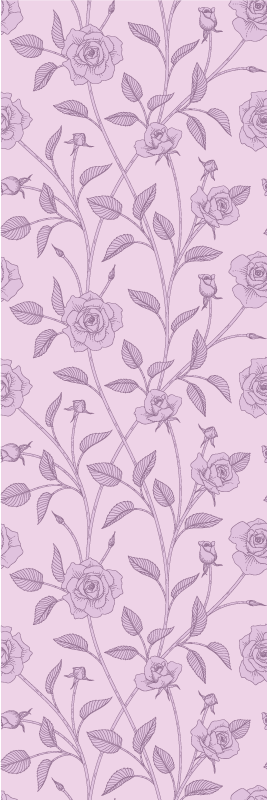 Tapete vinílico quarto rosas vintage em óleo roxo - TenStickers