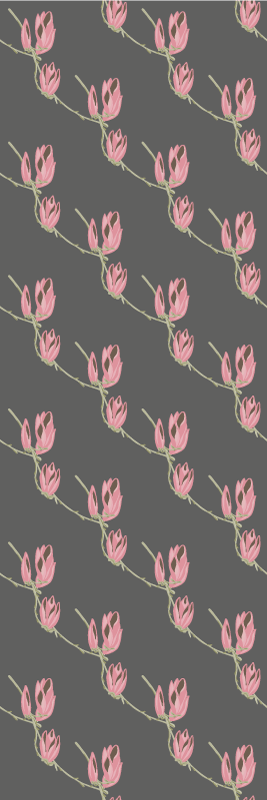 Tapete vinílico quarto com flores de magnólia em fundo cinza - TenStickers