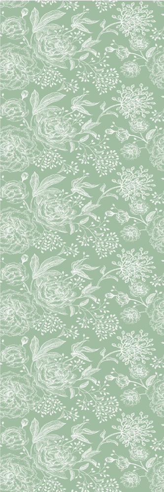 Tapete vinílico quarto estilo grandmillenial floral verde - TenStickers