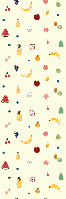 Tapete vinílico quarto padrão de frutas coloridas - TenStickers