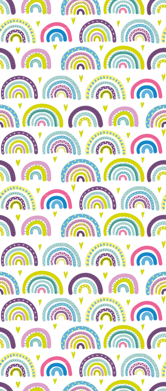 Tapete vinílico quarto com padrão de arco-íris colorido - TenStickers