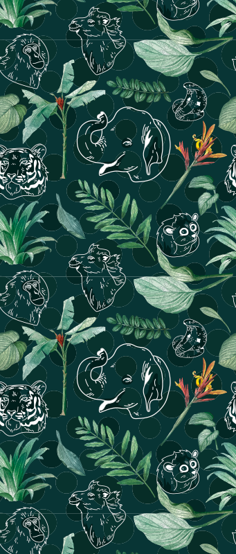 Tapete vinílico quarto com estampa de animais e árvores - TenStickers