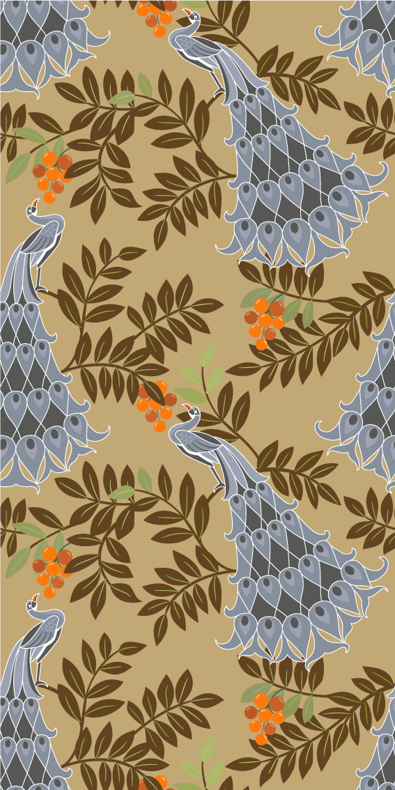 Tapete vinílico quarto design de pavão cinza africano - TenStickers