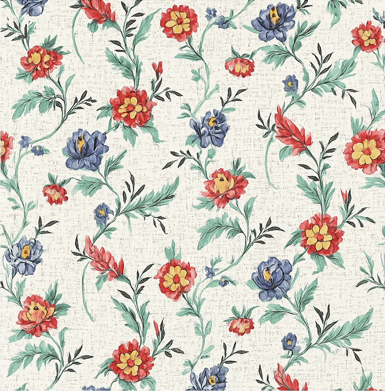 Tapete vinílico quarto com design de flores retrô - TenStickers