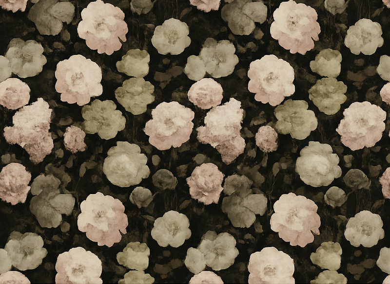 Tapete vinílico quarto com padrão floral retro escuro - TenStickers